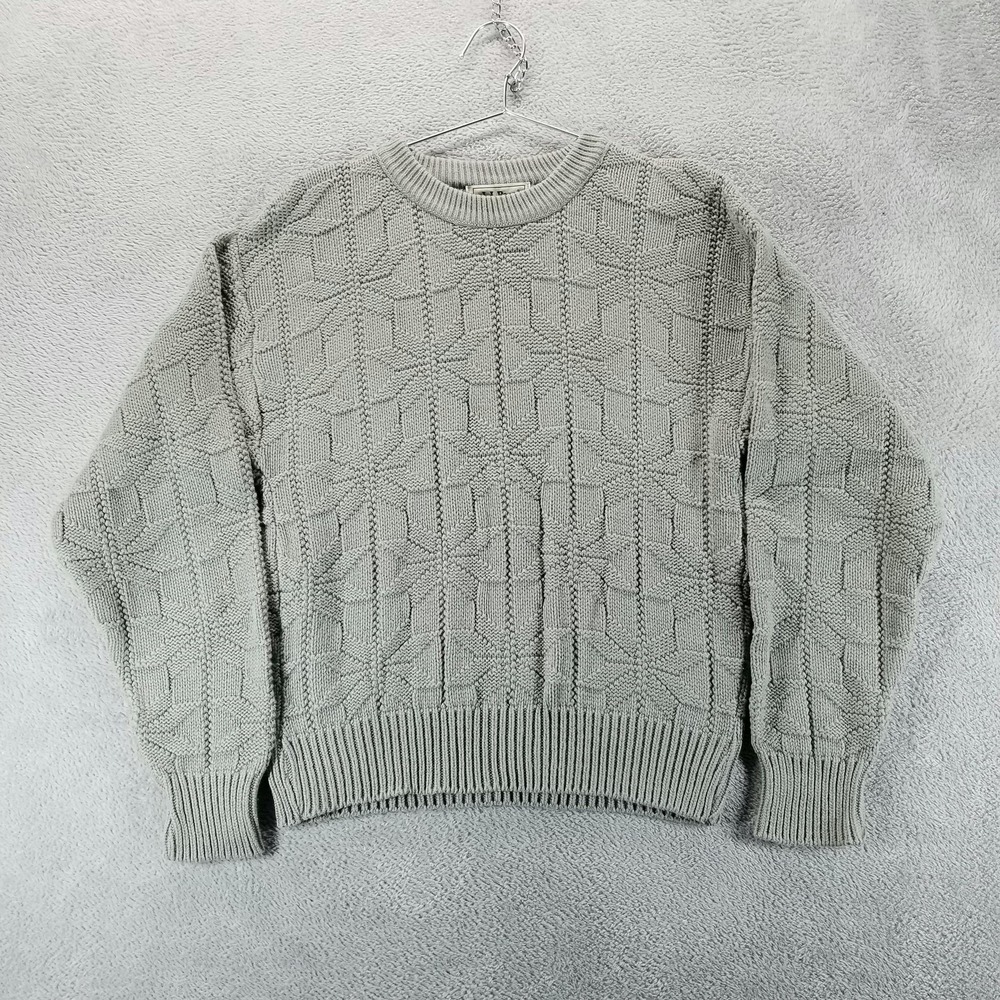 VTG LL Bean‎ Sweater Womens L Gray Textured Knit Snowflake Crewneck Made USA 90s